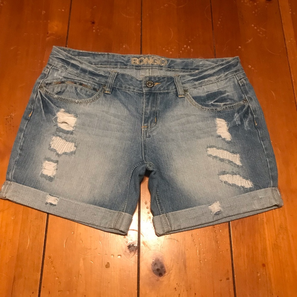 Bongo jean shorts size 15 blue denim distressed